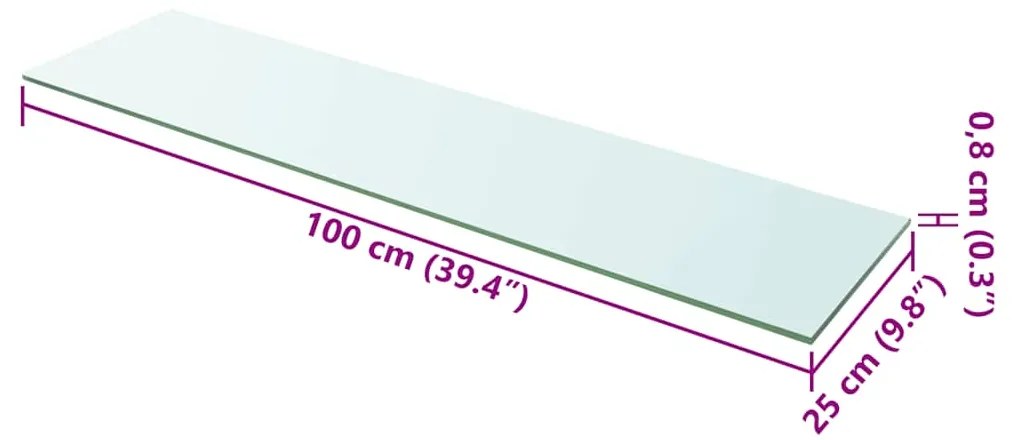 vidaXL Ράφι Πάνελ Διάφανο 100 x 25 εκ. Γυάλινο