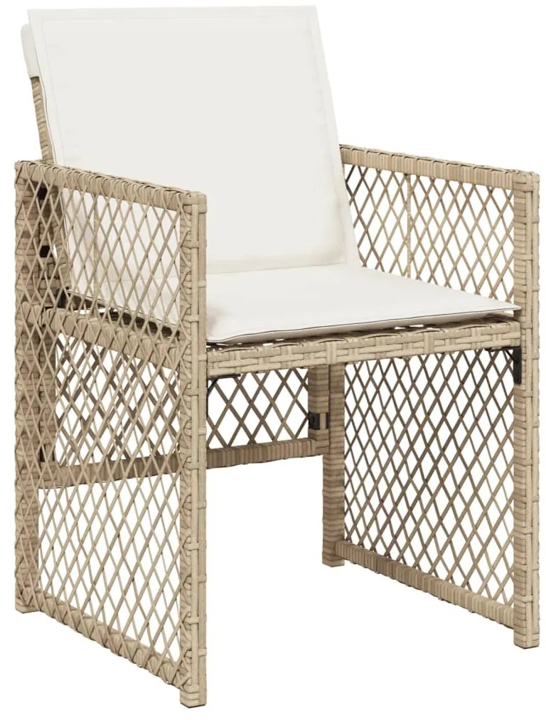 vidaXL Σετ Τραπεζαρίας Κήπου 15 τεμ. Μπεζ Συνθετικό Ρατάν με Μαξιλάρια