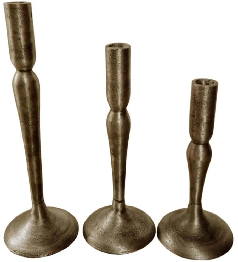 Κηροπήγιο Demek (Σετ 3Τμχ) 022245 10x10x31cm Antique Gold Aluminium