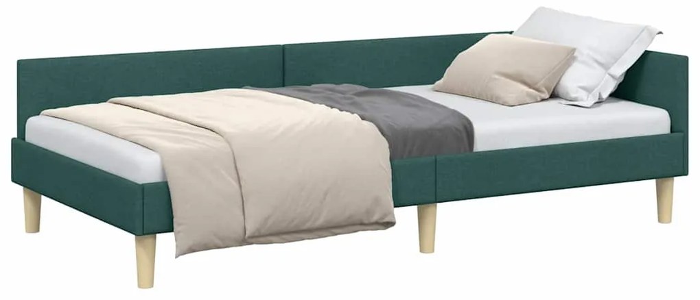 vidaXL Κρεβάτι Γωνίας με κεφαλάρι Σκούρο Πράσινο 80 x 200 cm ύφασμα