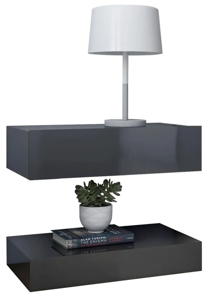 vidaXL Έπιπλο Τηλεόρασης με LED Γυαλιστερό Γκρι 60 x 35 εκ.