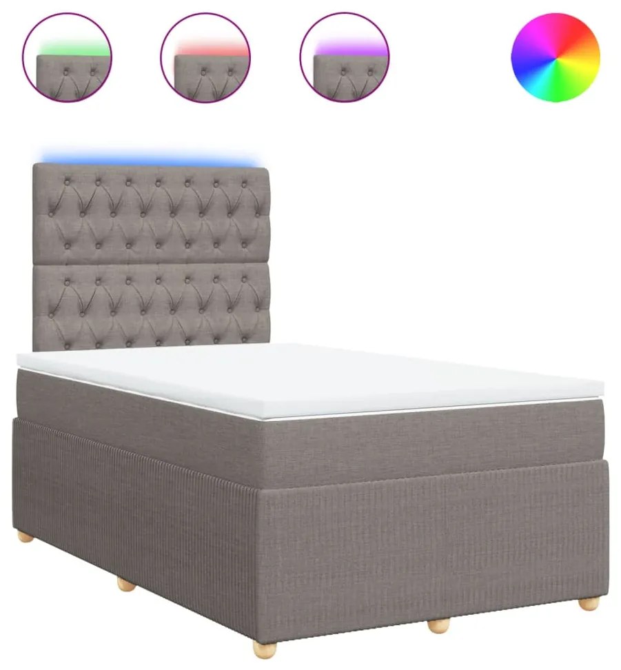 vidaXL Κρεβάτι Boxspring με Στρώμα Taupe 120x190 εκ. Υφασμάτινο