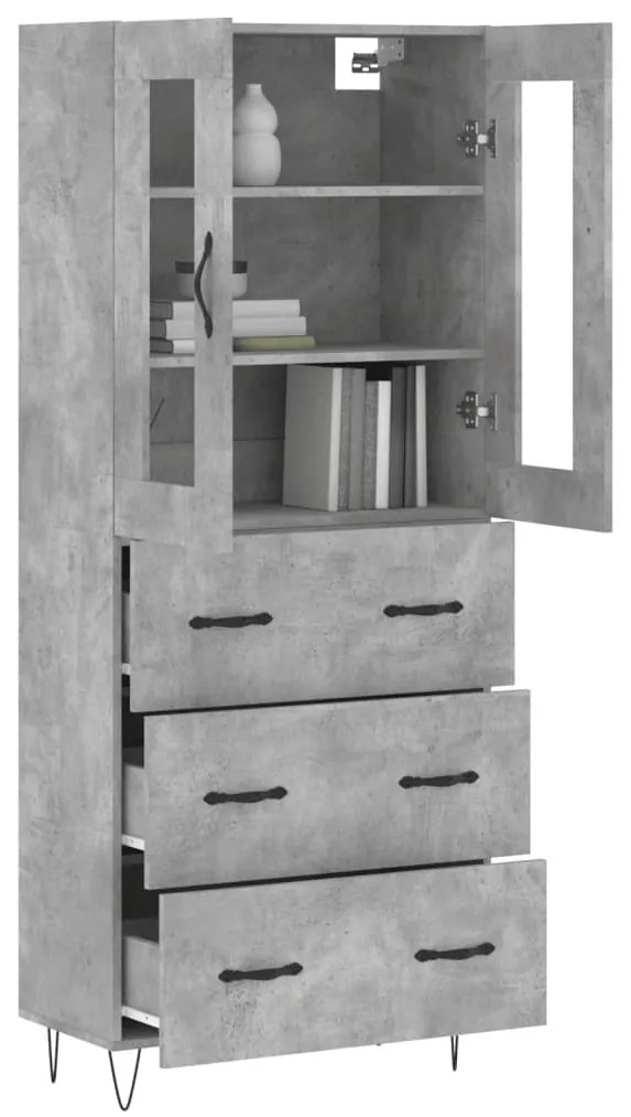 vidaXL Ντουλάπι Γκρι Σκυροδέματος 69,5x34x180 εκ. Επεξεργασμένο Ξύλο