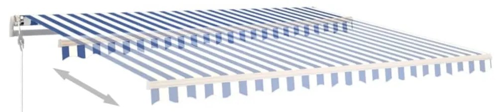 vidaXL Τέντα Συρόμενη Αυτόματη Μπλε / Λευκό 450 x 350 εκ.