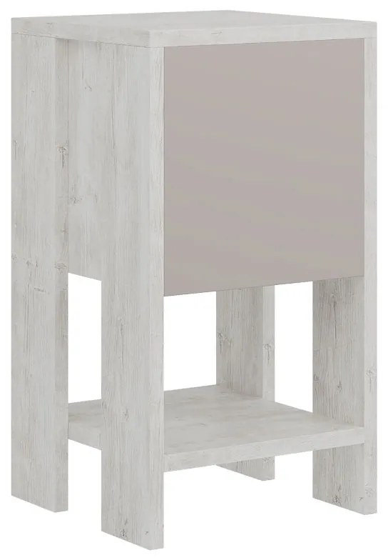 Κομοδίνο Ema χρώμα λευκό antique-μόκα 30x30x55εκ Model: 119-001134