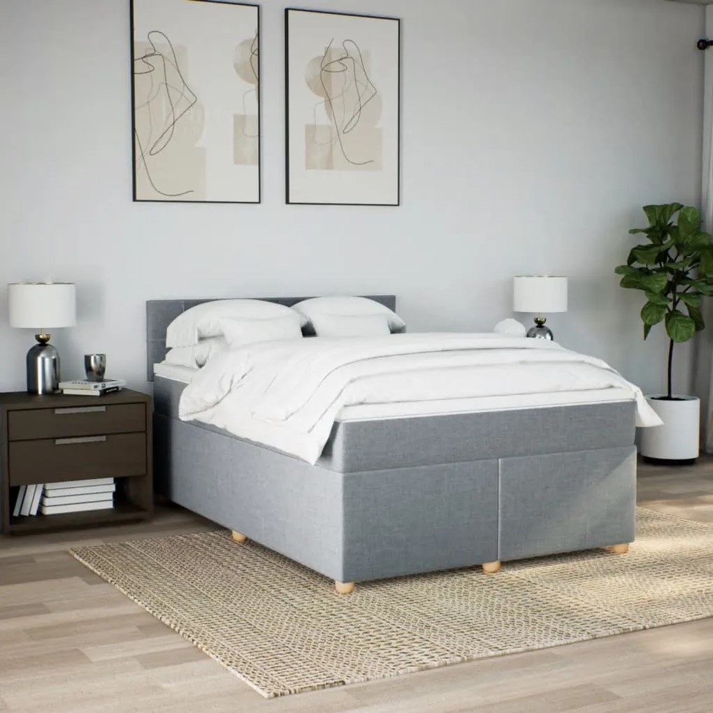 ΚΡΕΒΑΤΙ BOXSPRING ΜΕ ΣΤΡΩΜΑ ΑΝΟΙΧΤΟ ΓΚΡΙ 140X190 ΕΚ. ΥΦΑΣΜΑΤΙΝΟ 3286675