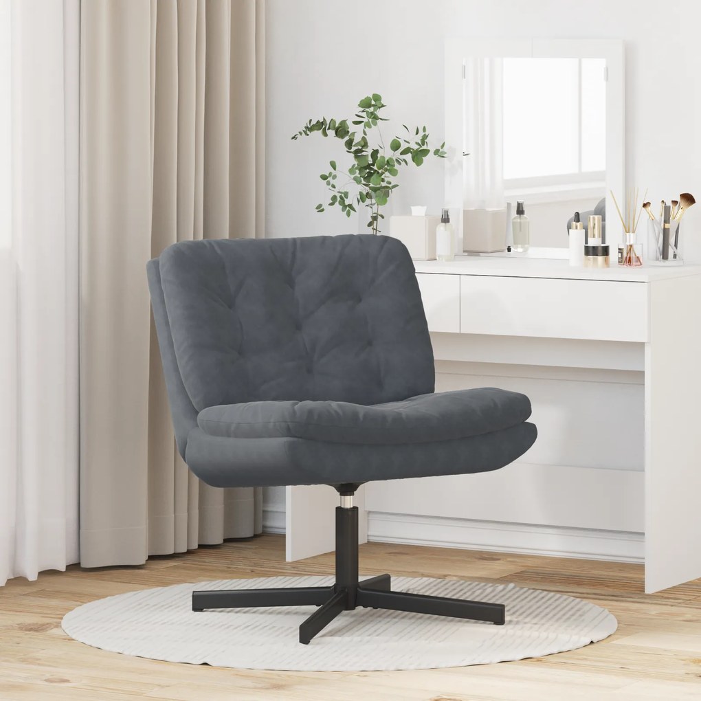 vidaXL Γυριστή Χαλαρωτική Καρέκλα Σκούρο γκρι 63 x 75 x 76 εκ Βελούδο