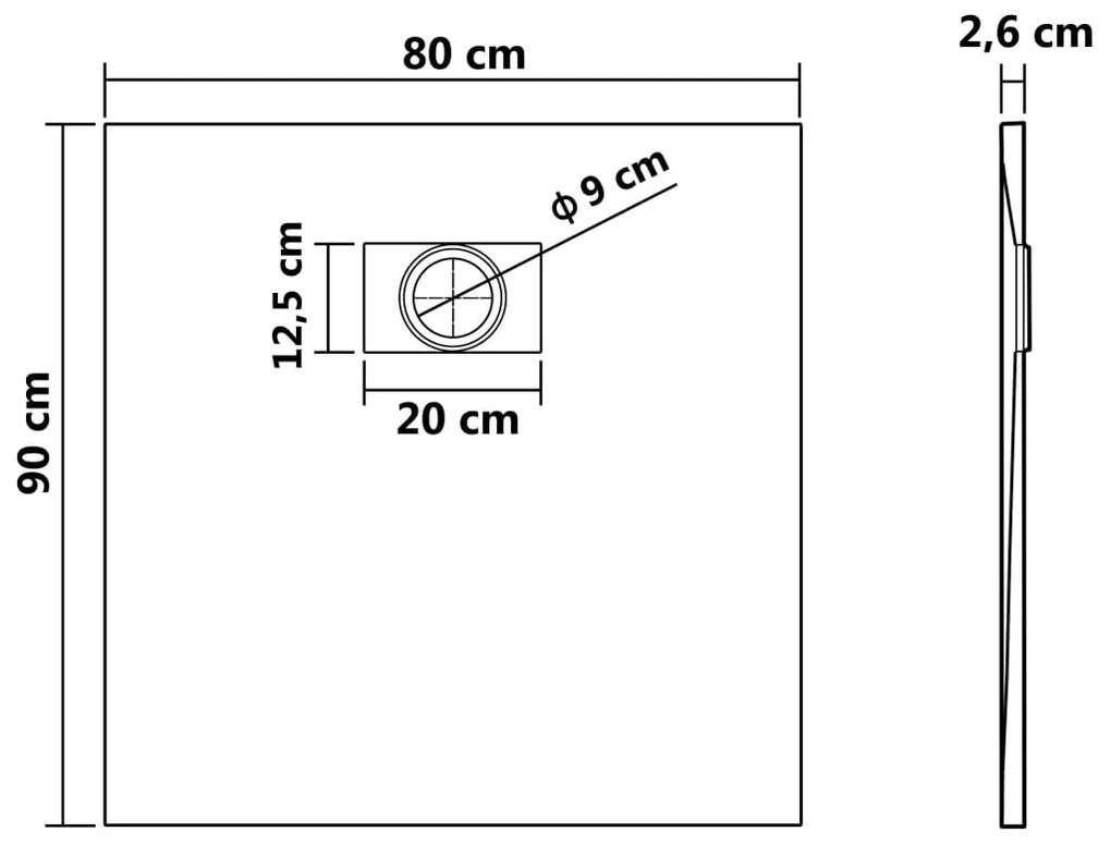 Βάση Ντουζιέρας Καφέ 90 x 80 εκ. από SMC - Καφέ