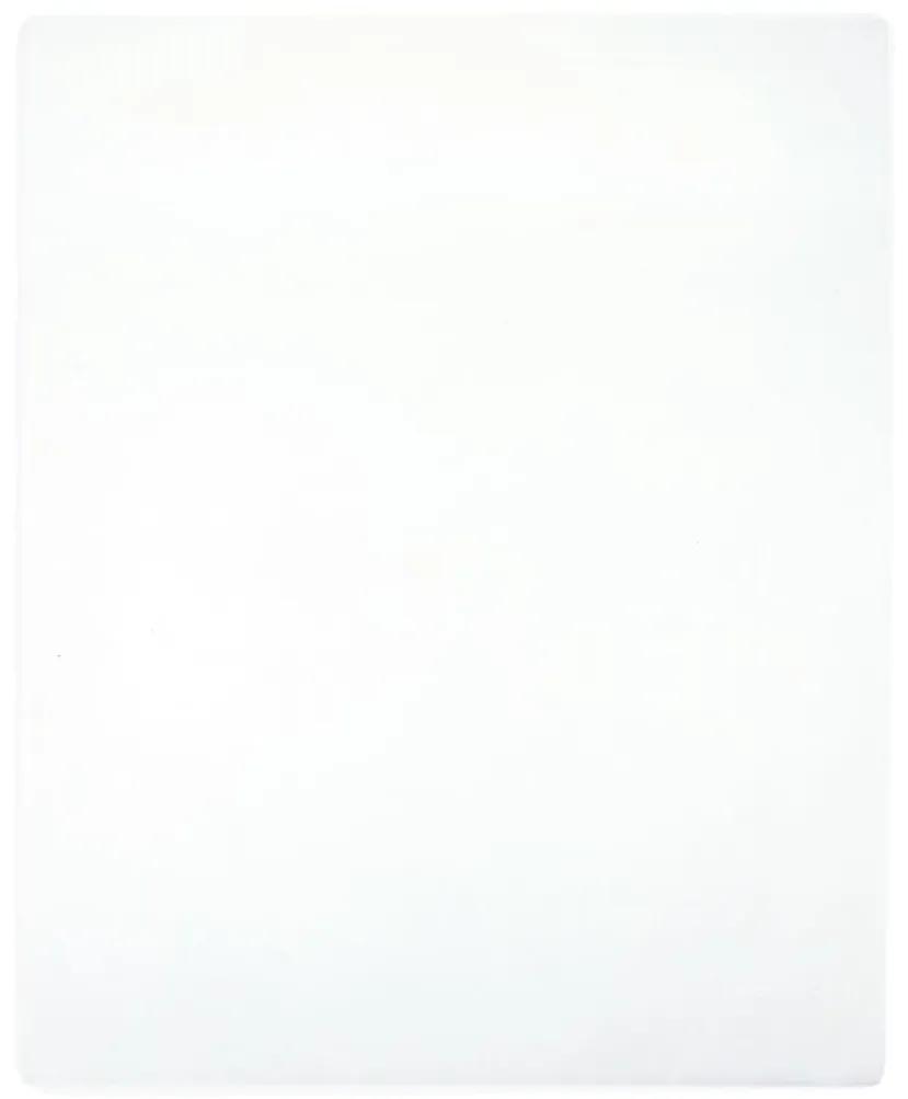 Σεντόνια με Λάστιχο 2 τεμ. Λευκά 140x200 εκ. Βαμβακερό Ζέρσεϊ - Λευκό