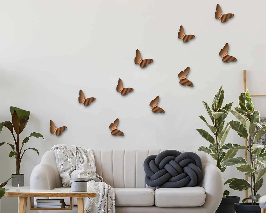 Διακοσμητικά αυτοκόλλητα τοίχου Bronze Butterflies 3D Ango