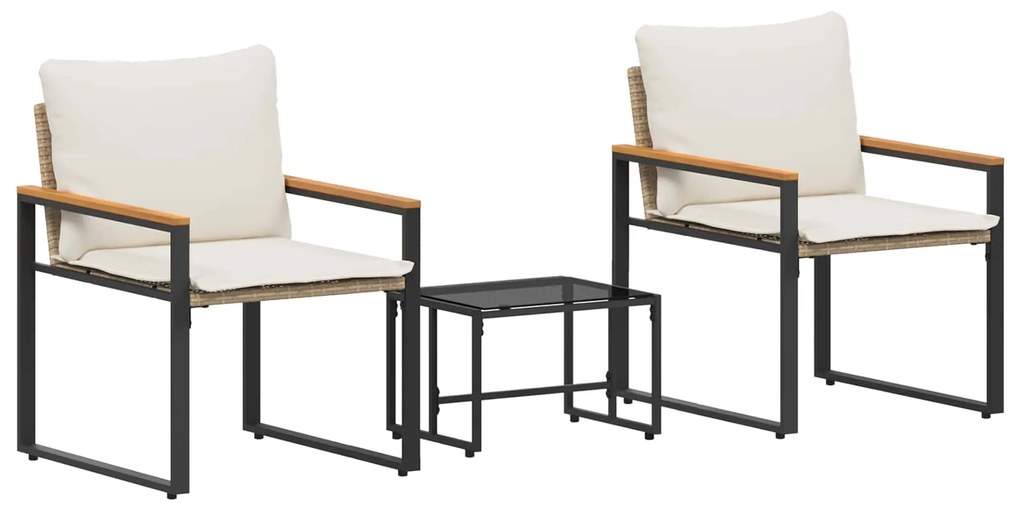 vidaXL Σύνολα επίπλων με μαξιλάρι 3 pcs Μπεζ και Κρέμ Ρατάν