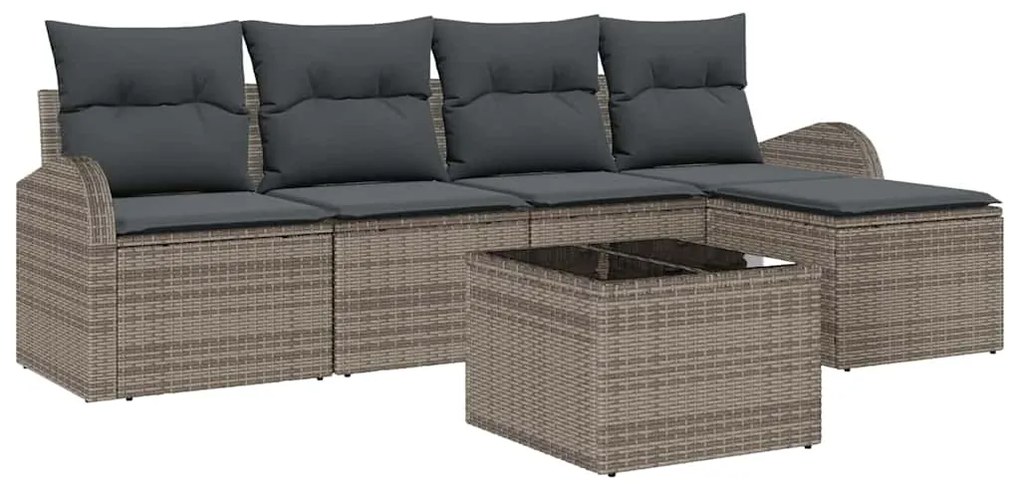 vidaXL Σετ Καναπέ Κήπου με μαξιλάρι 6 pcs Γκρι Πολυ ράταν