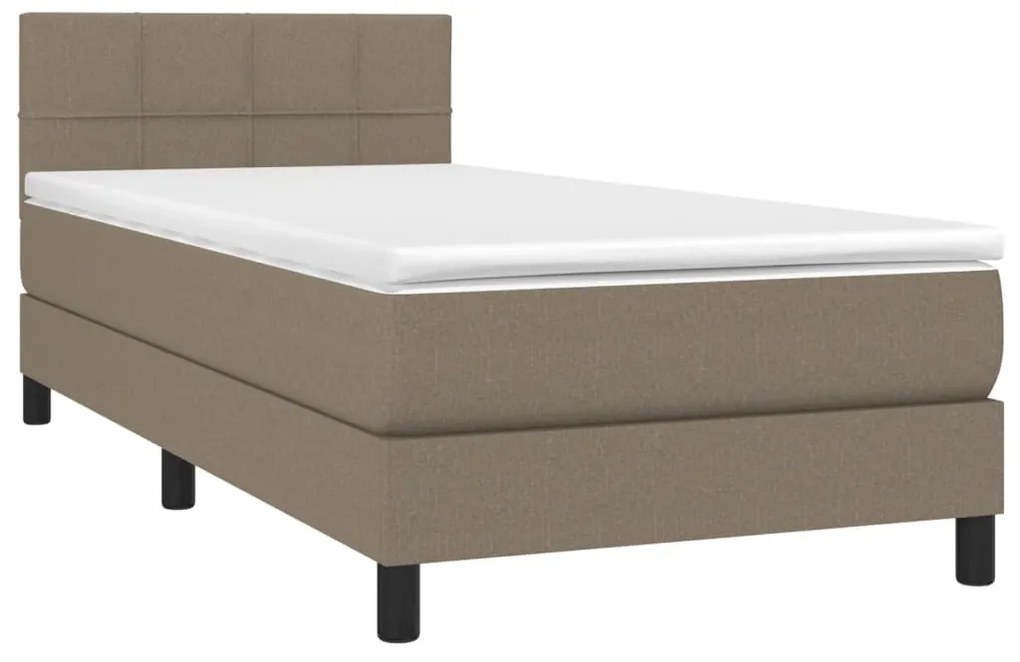 vidaXL Κρεβάτι Boxspring με Στρώμα &amp; LED Taupe 90x190 εκ. Υφασμάτινο