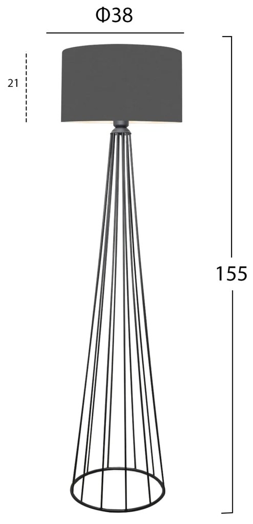 ΦΩΤΙΣΤΙΚΟ ΔΑΠΕΔΟΥ ΜΕΤΑΛΛΙΚΟ ΓΚΡΙ HM7581.01 Φ38x155 εκ. - 5127848 - HM7581.01