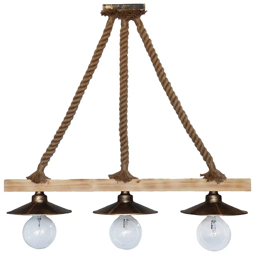 Φωτιστικό Οροφής UT-150RAGA 3/L Rope Up 31-0880 Natural Metal,Wood