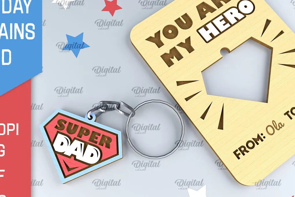 Intra απο ξύλο plywood  Χρώμα wenge 3mm-4mm πάχος - Dads Day Keychains Card Δίασταση 4x4 cm INTRAFABR-113623974