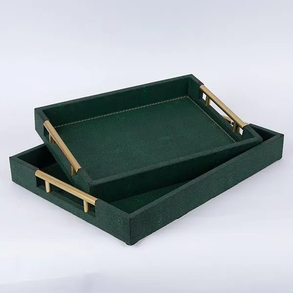 S/2 ΔΣΚΟI PU ΣΚΟΥΡΟΙ ΠΡΑΣΙΝΟΙ 40x30x4.5 / 34x24x5.5cm|752-16105