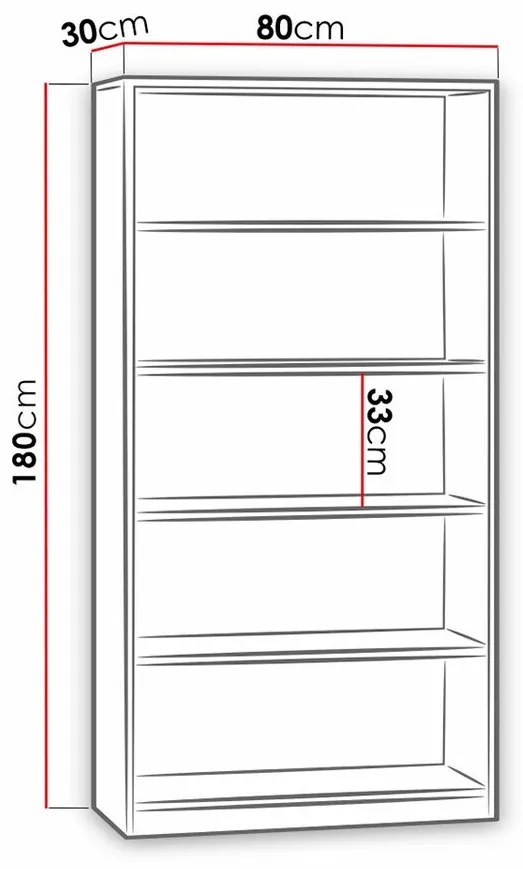 Βιβλιοθήκη Miami 156, Ανοιχτό, Πλαστικοποιημένη μοριοσανίδα, 180x80x30cm, 31 kg | Epipla1.gr