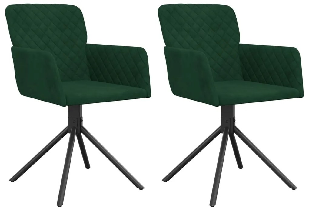 vidaXL Καρέκλες Τραπεζαρίας Περιστρ. 2 τεμ. Σκούρο Πράσινο Βελούδινες