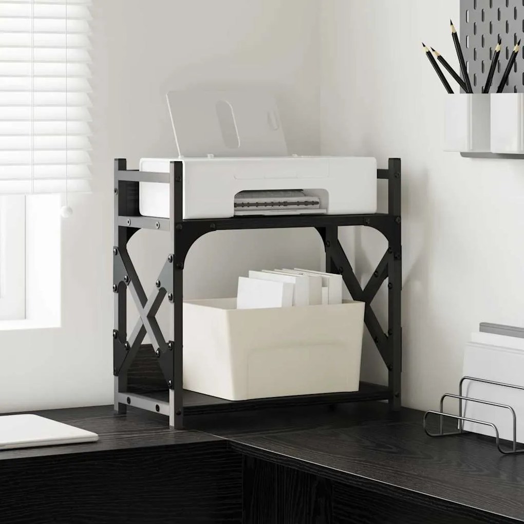 vidaXL Σταντ Εκτυπωτή Μαύρη Οξυά 40 x 20 x 40 εκ Επεξεργασμένο ξύλο