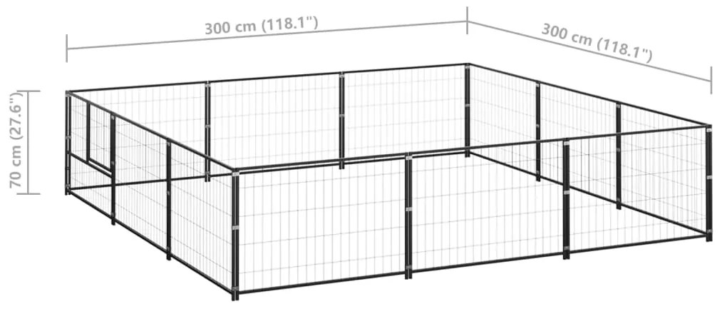 vidaXL Σπιτάκι Σκύλου Μαύρο 9 μ² Ατσάλινο