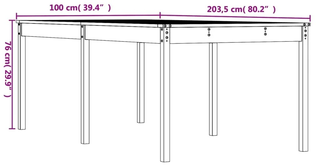 ΤΡΑΠΕΖΙ ΚΗΠΟΥ ΚΑΦΕ ΜΕΛΙ 203,5X100X76 ΕΚ. ΑΠΟ ΜΑΣΙΦ ΞΥΛΟ ΠΕΥΚΟΥ 823986