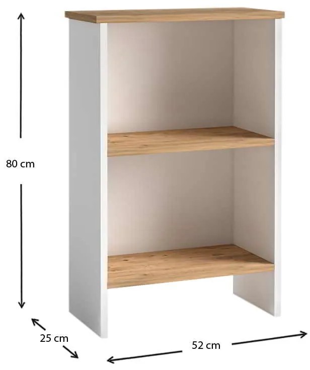 Βιβλιοθήκη μελαμίνης Flora Megapap χρώμα white - oak 52x25x80εκ.