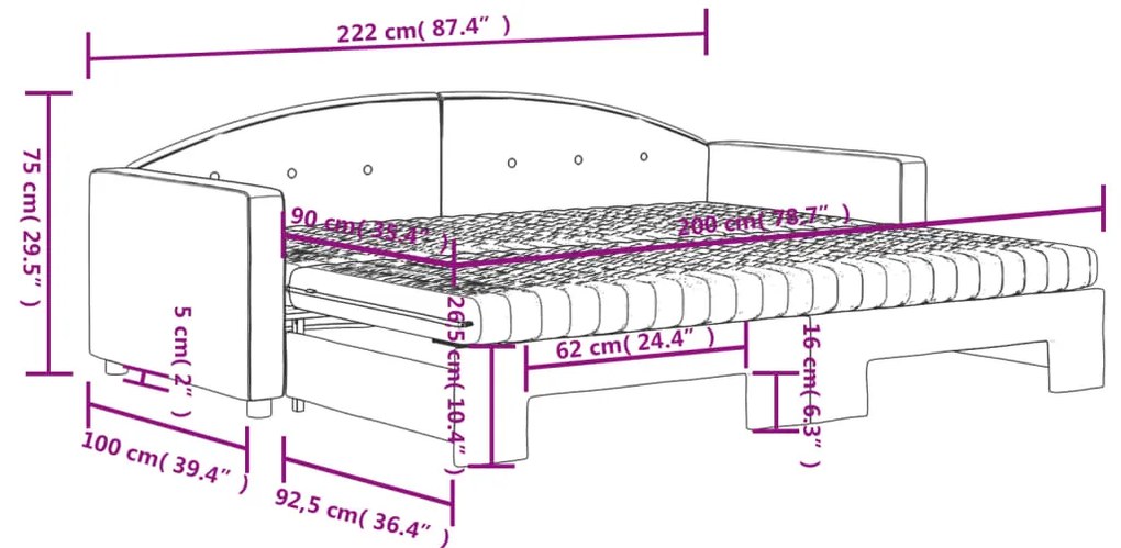 Καναπές Κρεβάτι Συρόμενος Ροζ 90x200 εκ. Βελούδινος Στρώματα - Ροζ