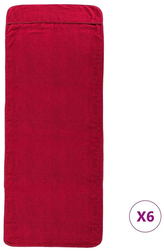 vidaXL Πετσέτες Θαλάσσης 6 τεμ. Μπορντό 60 x 135 εκ. Ύφασμα 400 GSM