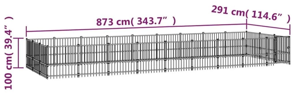 Κλουβί Σκύλου Εξωτερικού Χώρου 25,4 μ² από Ατσάλι - Μαύρο