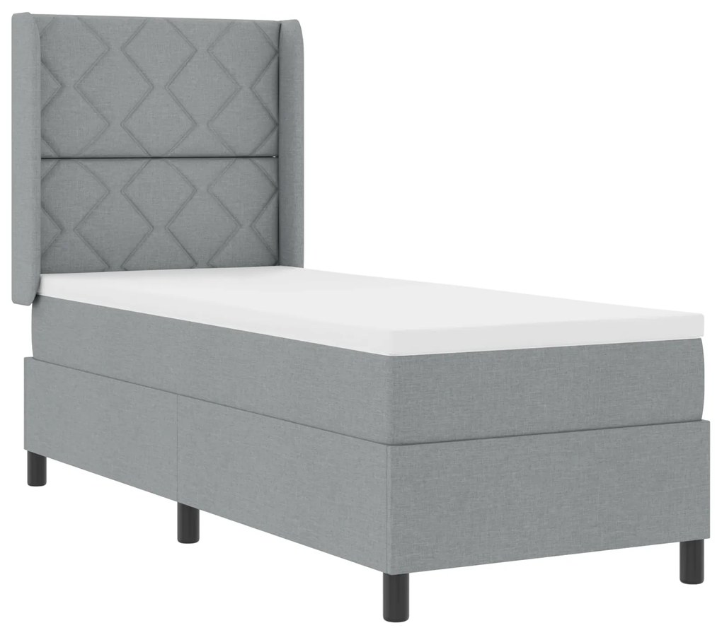 vidaXL Κρεβάτι Box Spring με Στρώμα & LED Φωτισμός Γκρι 90x190 εκ. Υφάσμα