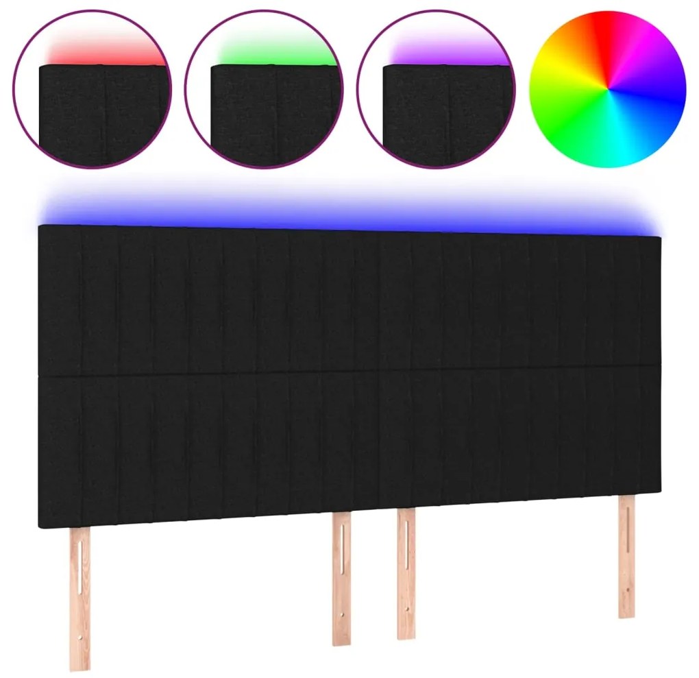 vidaXL Κεφαλάρι Κρεβατιού LED Μαύρο 200x5x118/128 εκ. Υφασμάτινο