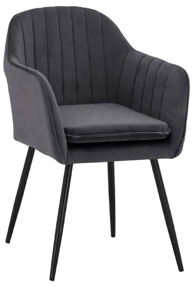 Πολυθρόνα Sawyer HM8523.11 53x60x76Ycm Grey-Black Σετ 2τμχ Velvet, Metal