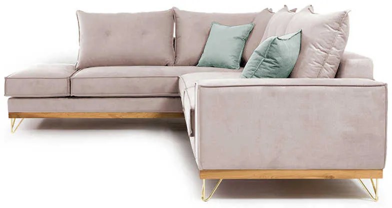 Γωνιακός καναπές δεξιά γωνία Luxury II pakoworld ύφασμα elephant-ciel 290x235x95εκ