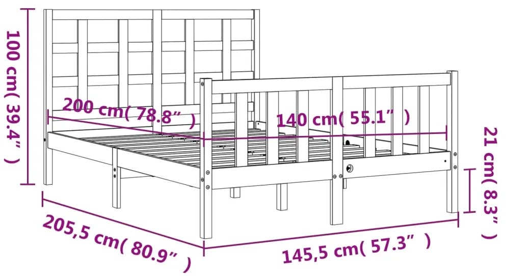 ΠΛΑΙΣΙΟ ΚΡΕΒΑΤΙΟΥ ΜΕ ΚΕΦΑΛΑΡΙ ΜΑΥΡΟ 140X200 ΕΚ. ΜΑΣΙΦ ΞΥΛΟ 3192105