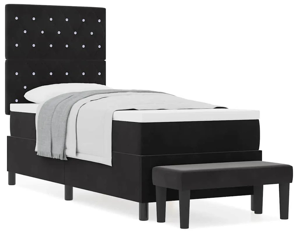 vidaXL Κρεβάτι με ελατήρια με στρώμα Μαύρο 80 x 200 cm Βελούδο
