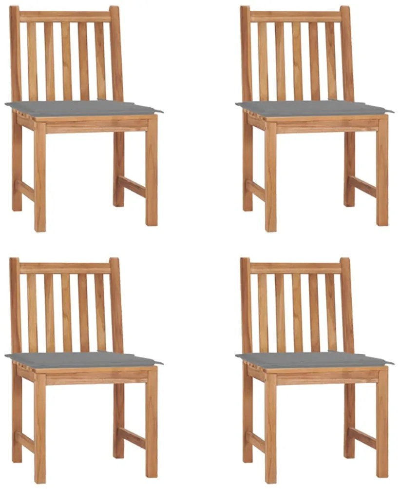 vidaXL Καρέκλες Κήπου 4 τεμ. από Μασίφ Ξύλο Teak με Μαξιλάρια