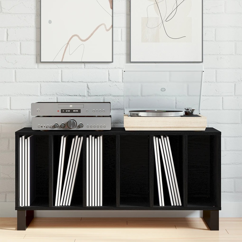 vidaXL Ντουλάπα Δίσκων Μαύρη Δρυς 100x38x48 εκ. Επεξεργασμένο Ξύλο