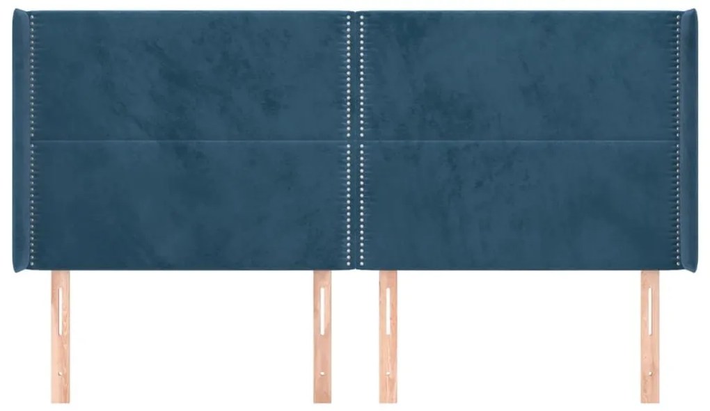 Κεφαλάρι με Πτερύγια Σκούρο Μπλε 183x16x118/128 εκ. Βελούδινο - Μπλε