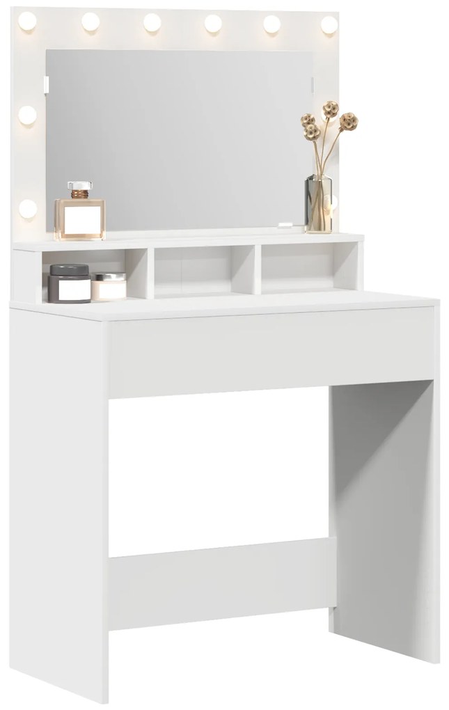 vidaXL Τραπέζι Μακιγιάζ Λευκό 79 x 41 x 135 cm Επεξεργασμένο ξύλο