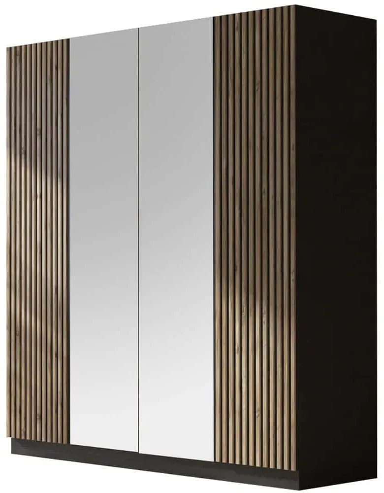 Ντουλάπα Τετράφυλλη 787CDL1316 180x55x190cm Pine-Black Τετράφυλλη