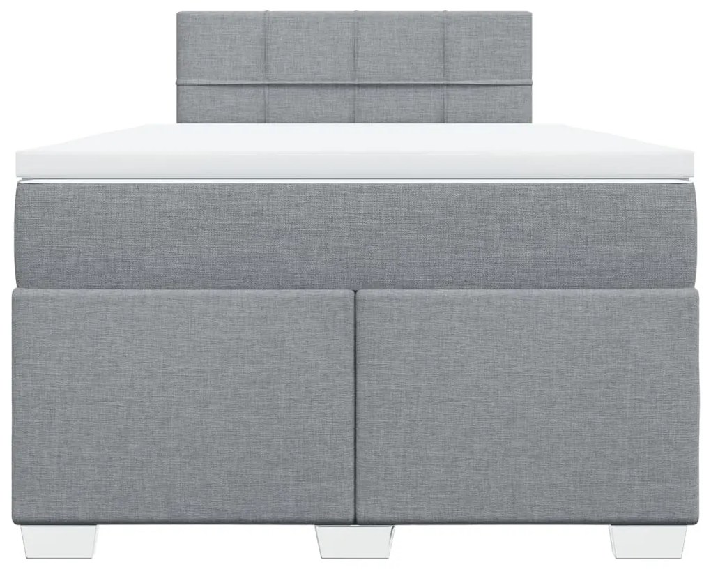 vidaXL Κρεβάτι Boxspring με Στρώμα Ανοιχτό Γκρι 120x190 εκ. Υφασμάτινο