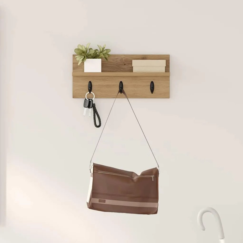 vidaXL Τοίχου Κρεμάστρα με ράφι artisan δρυς 40 x 10.5 x 18 εκ