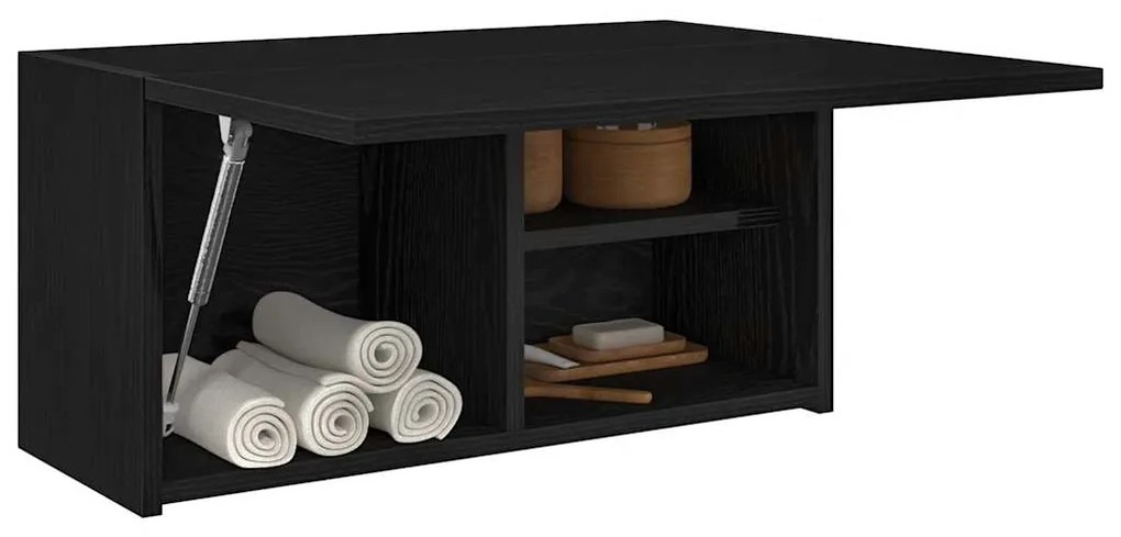 ντουλάπι τοίχου μπάνιου μαύρο 60x25x30 cm κατασκευασμένο ξύλο