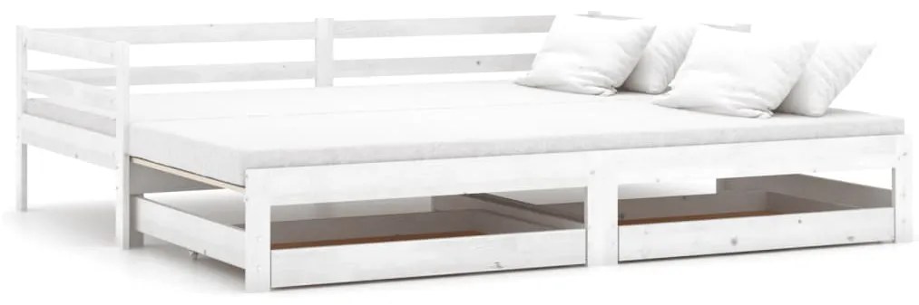 vidaXL Καναπές Κρεβάτι Συρόμενος Λευκός 2x(90x200) εκ. Ξύλο Πεύκου