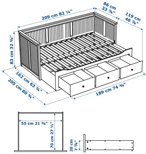 HEMNES έπιπλα υπνοδωματίου, 3 τεμ. 80x200 cm 294.834.27