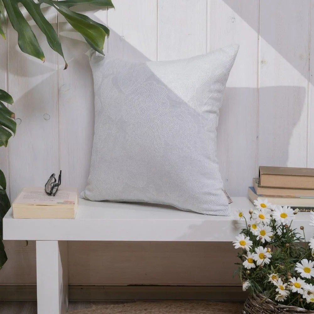 Μαξιλάρι Διακοσμητικό (Με Γέμιση) Oviedo 04 Light Grey Teoran 45X45 Βαμβάκι-Πολυέστερ