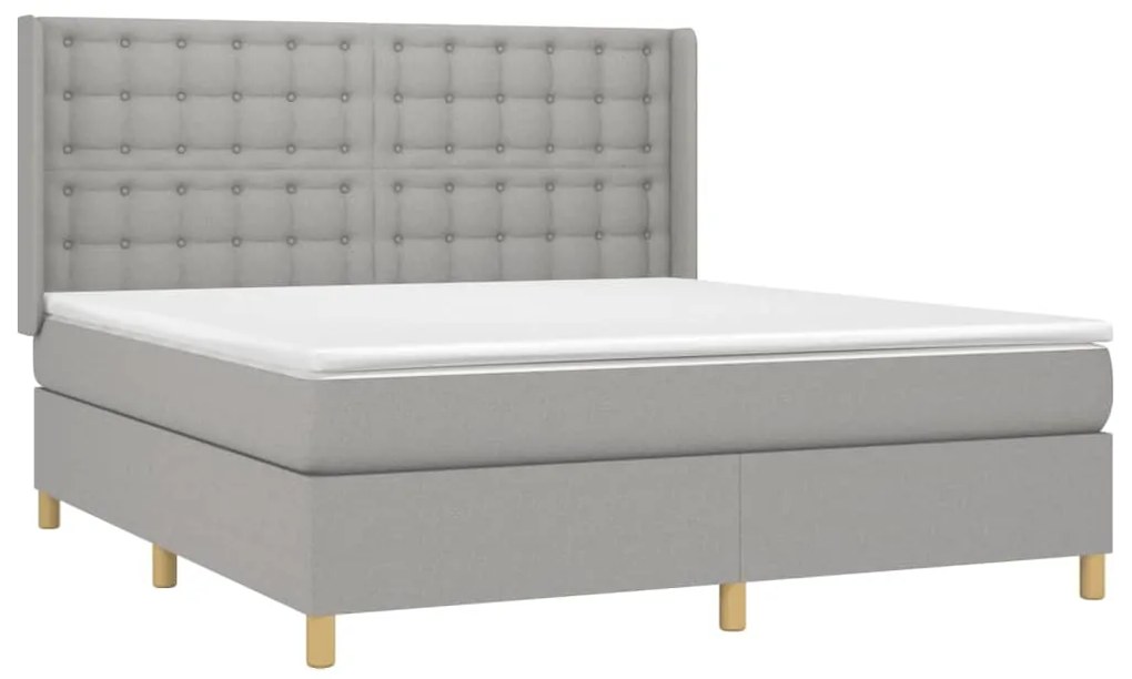 ΚΡΕΒΑΤΙ BOXSPRING ΜΕ ΣΤΡΩΜΑ &amp; LED ΑΝ.ΓΚΡΙ 160X200ΕΚ. ΥΦΑΣΜΑΤΙΝΟ 3139205