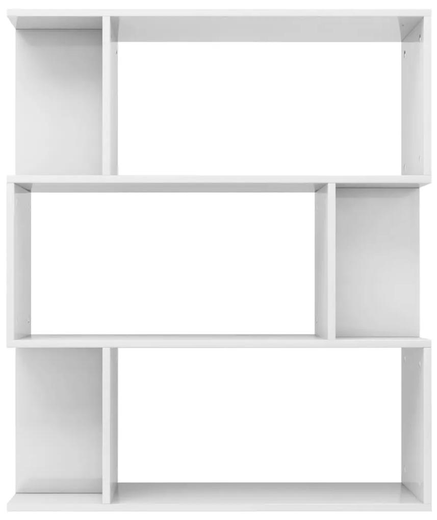 vidaXL Βιβλιοθήκη/Διαχωριστικό Γυαλιστερό Λευκό 80 x 24 x 96 εκ.