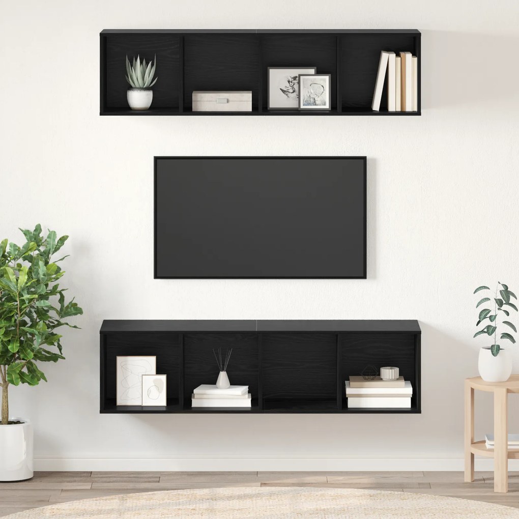 vidaXL Σετ επίπλου τηλεόρασης 2 pcs Μαύρη δρυς 37 x 37 x 142.5 εκ